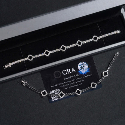 Moissanite Clover Tennis Bracelet 14K Gold