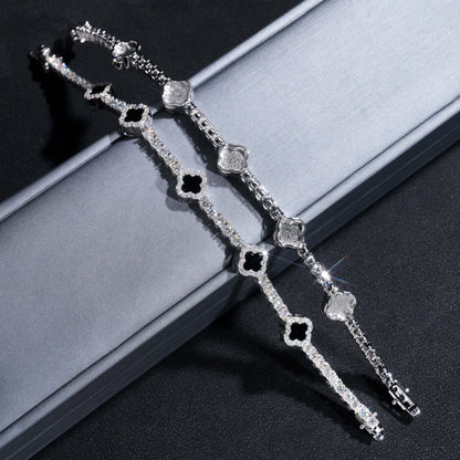 Moissanite Clover Tennis Bracelet 14K Gold