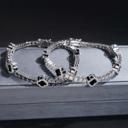 Moissanite Clover Tennis Bracelet 14K Gold