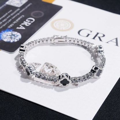 Moissanite Clover Tennis Bracelet 14K Gold