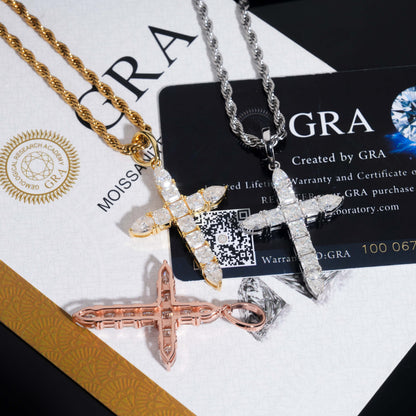 Moissanite Ascension Cross Pendant 14K Gold