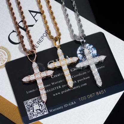 Moissanite Ascension Cross Pendant 14K Gold
