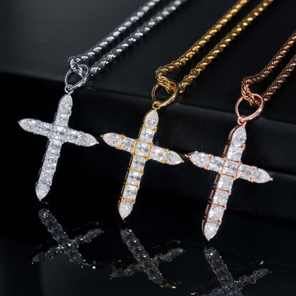 Moissanite Ascension Cross Pendant 14K Gold