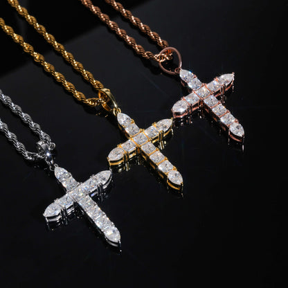 Moissanite Ascension Cross Pendant 14K Gold