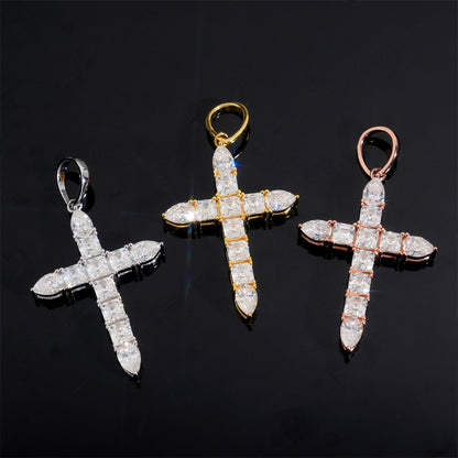 Moissanite Ascension Cross Pendant 14K Gold