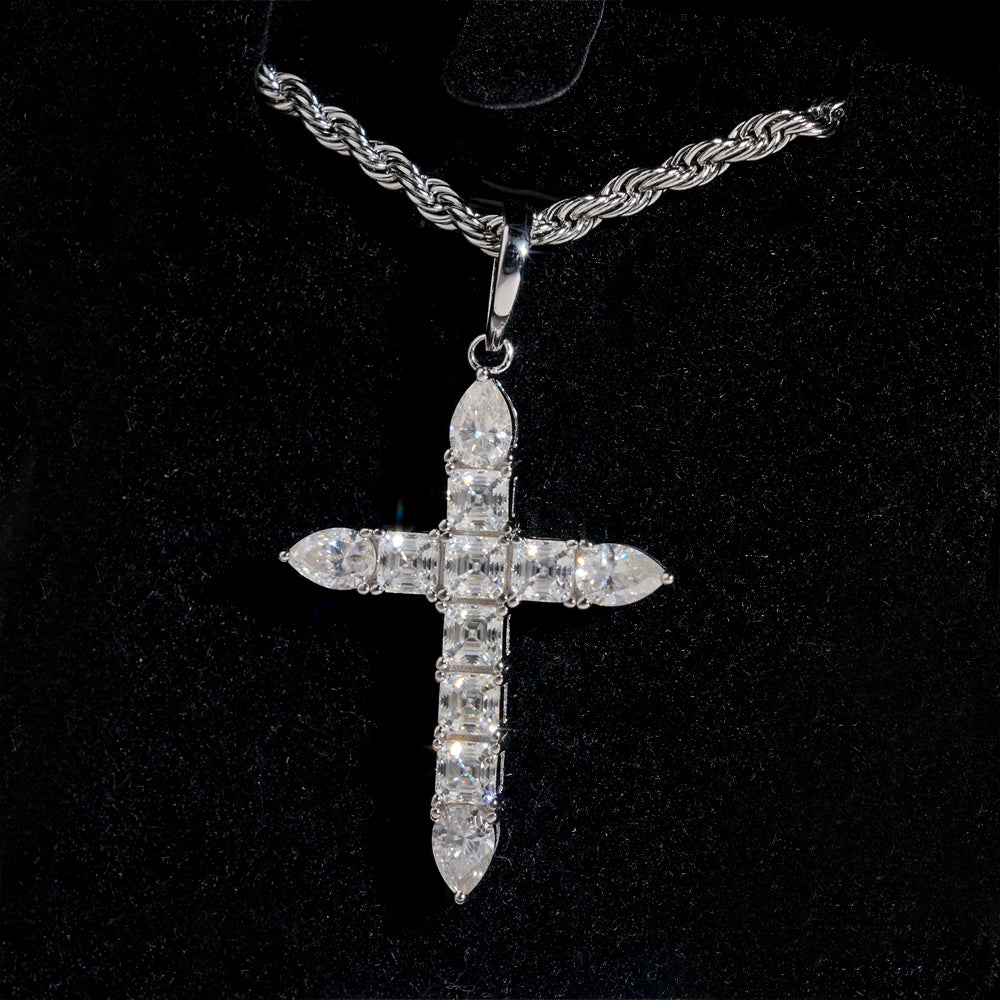 Moissanite Ascension Cross Pendant 14K Gold