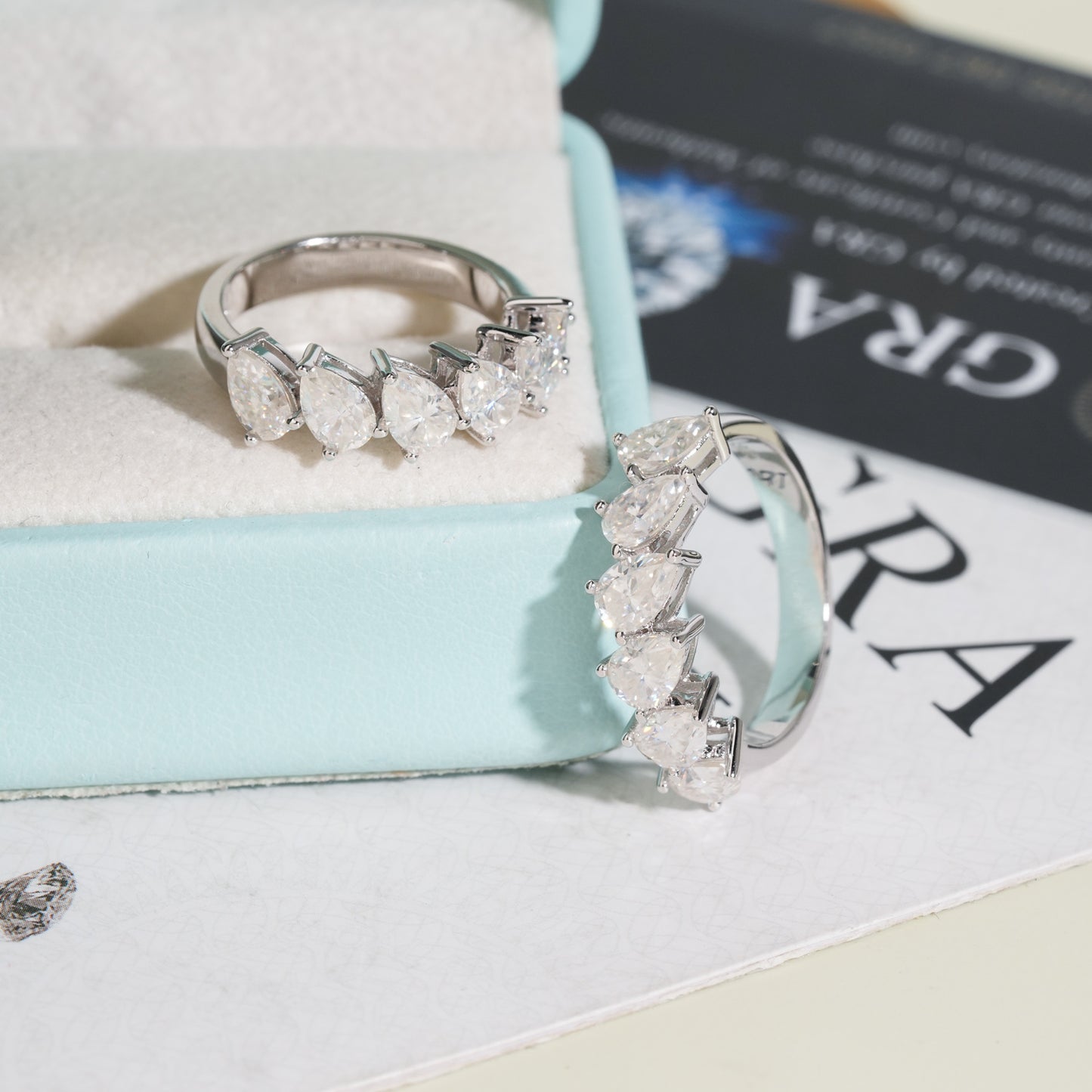 Moissanite Peardrop Ring 14K Gold