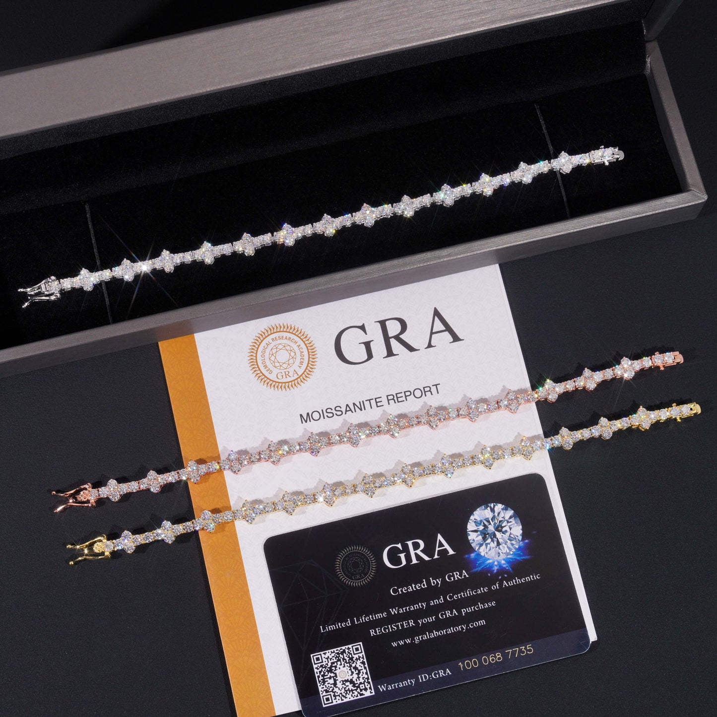 Moissanite Rosecomb Bracelet 14K Gold