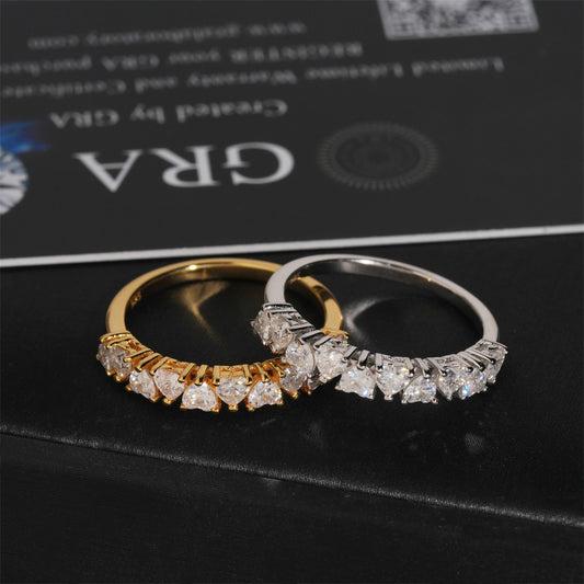 Moissanite Hearts Ring 14K Gold