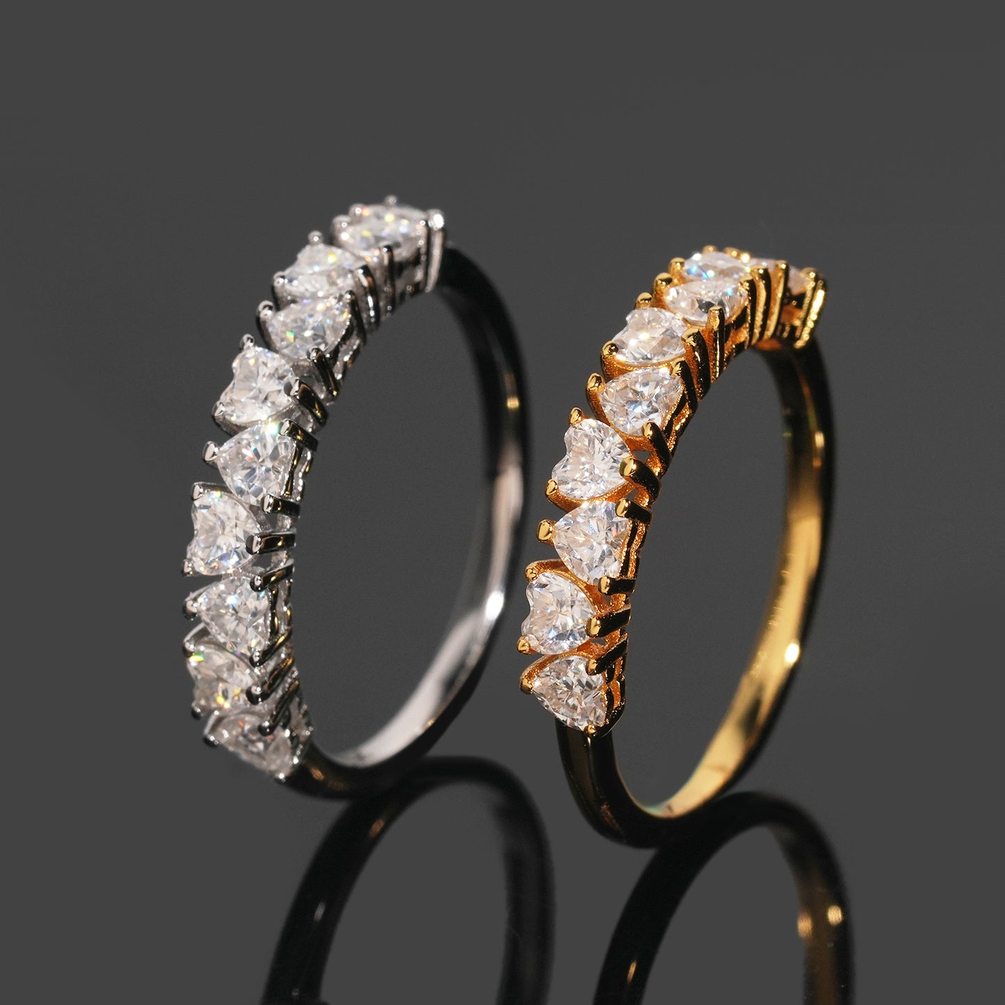Moissanite Hearts Ring 14K Gold