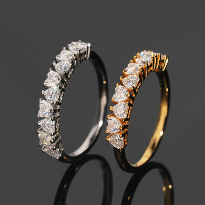 Moissanite Hearts Ring 14K Gold