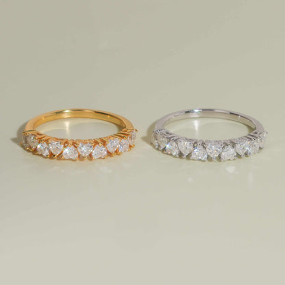 Moissanite Hearts Ring 14K Gold