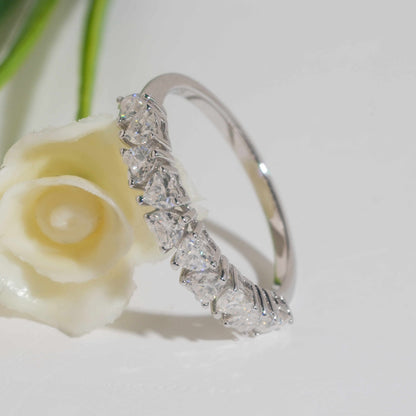 Moissanite Hearts Ring 14K Gold