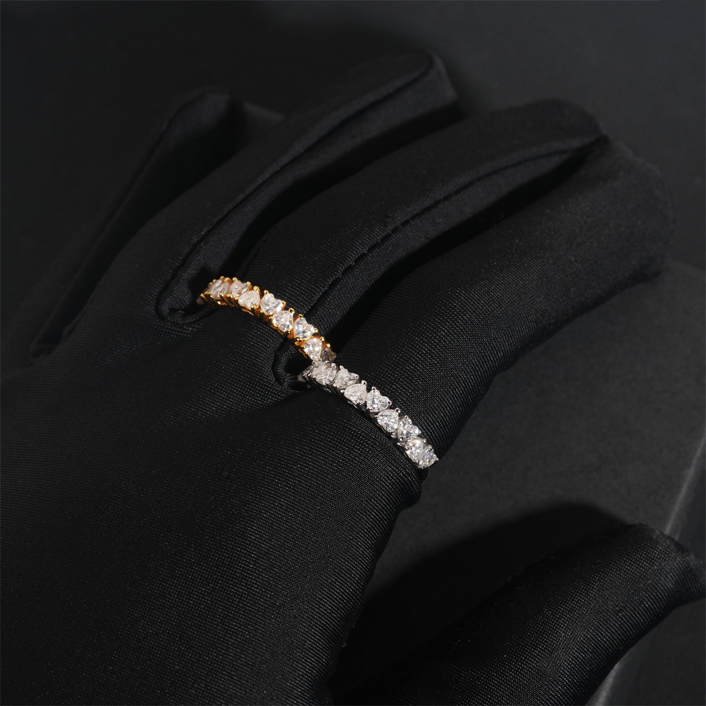 Moissanite Hearts Ring 14K Gold