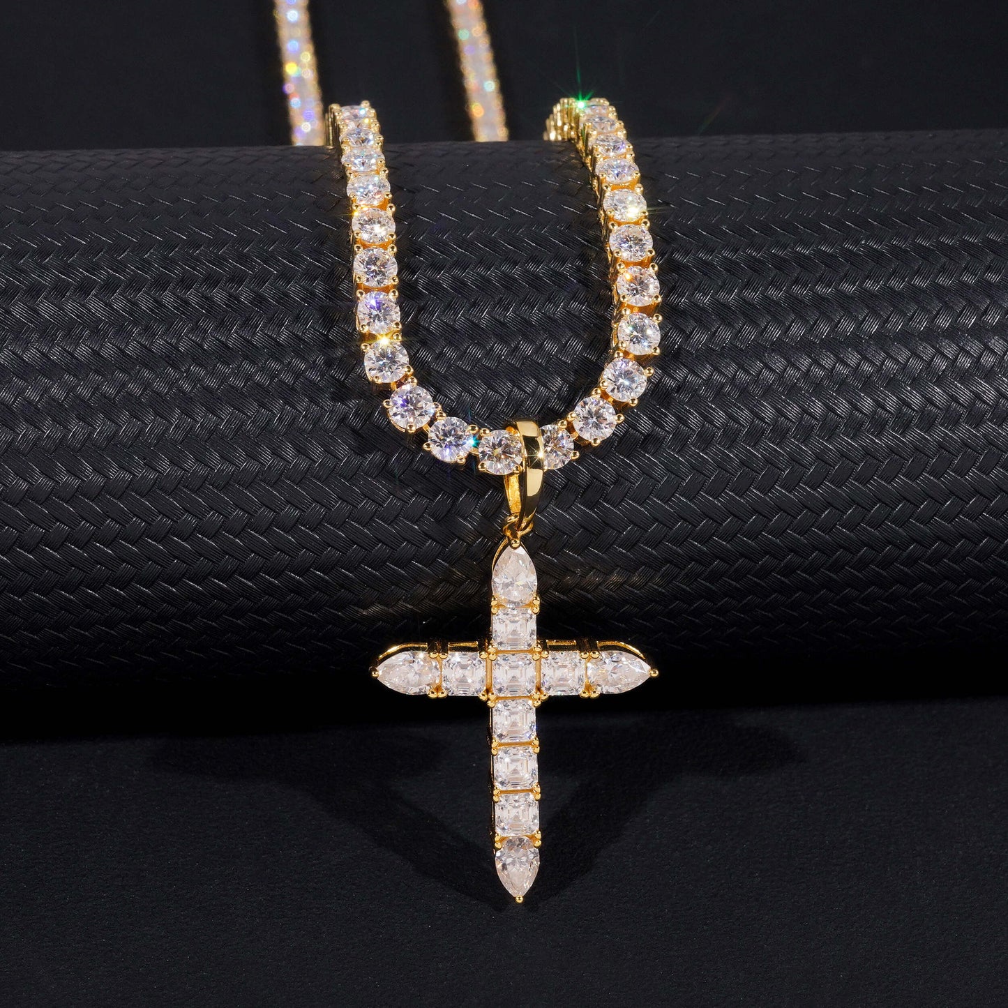 Moissanite Ascension Cross Pendant 14K Gold