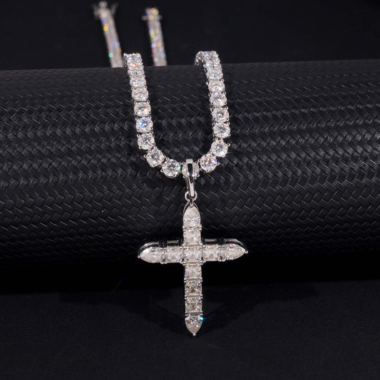Moissanite Ascension Cross Pendant 14K Gold