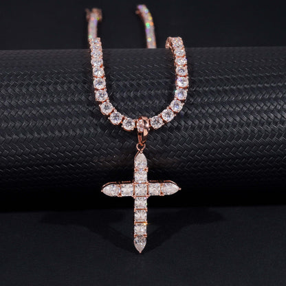 Moissanite Ascension Cross Pendant 14K Gold