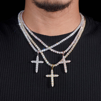 Moissanite Ascension Cross Pendant 14K Gold