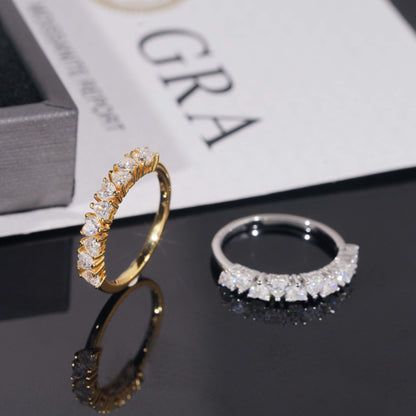 Moissanite Hearts Ring 14K Gold