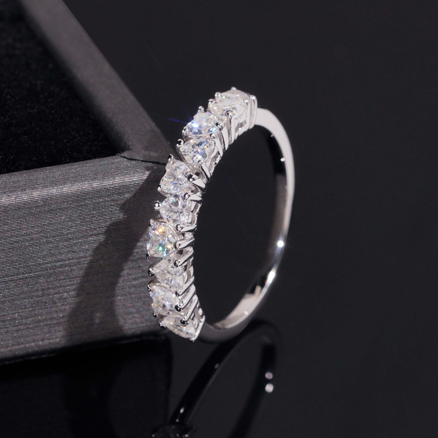Moissanite Hearts Ring 14K Gold