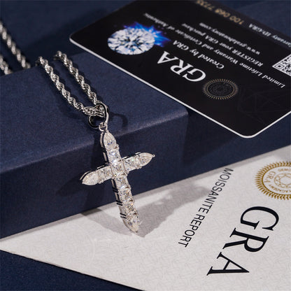 Moissanite Ascension Cross Pendant 14K Gold