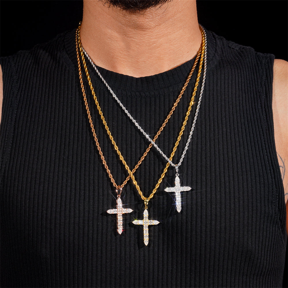 Moissanite Ascension Cross Pendant 14K Gold